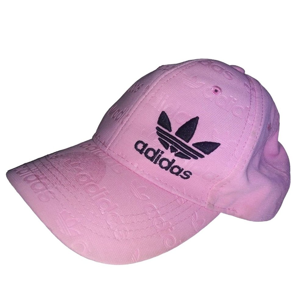Adidas Logo Pink Baseball Hat Adjustable Buckle Strap Unisex Pink Cap One Size